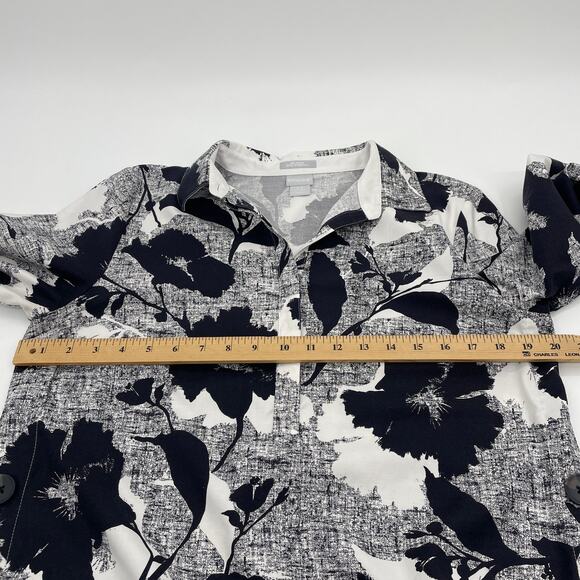 CHICO's Tunic Shirt Floral Black White Womens Size .5 / US S Popover Top - Picture 8 of 10